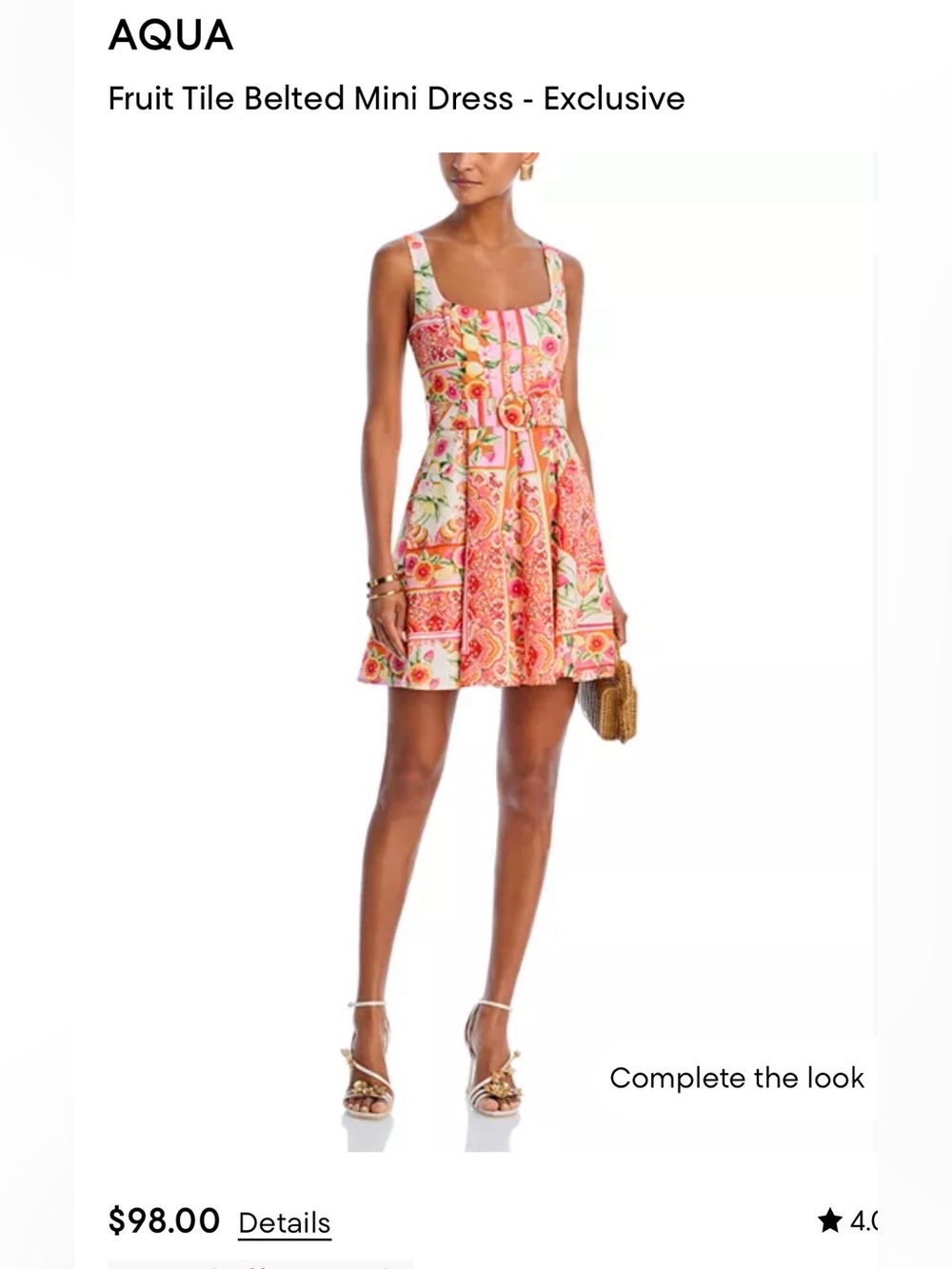 Aqua Fruit Tile Belted Mini Dress - Pink/Coral Print